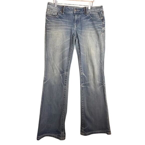 Y2K Style Miss Me Women’s Jeans M Series Sz 30 Boot Cut Blue Western Bling Flare - Picture 3 of 16